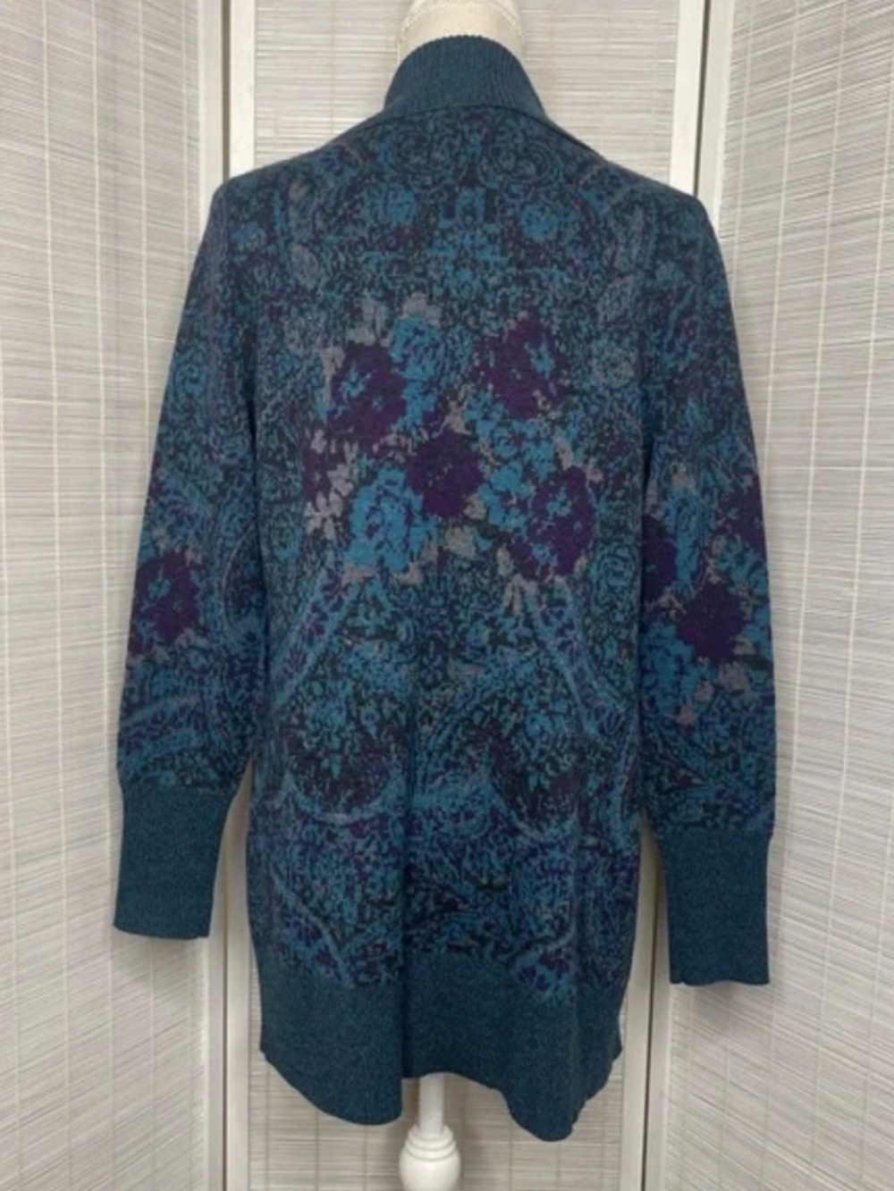 Pendleton Teal Purple 100% Merino Wool Open Cardigan EUC Vintage